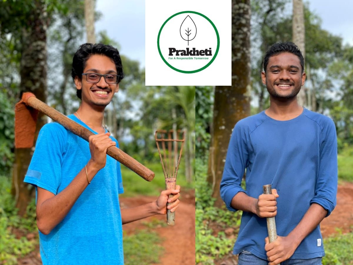 Prakheti's founders on-site with the community