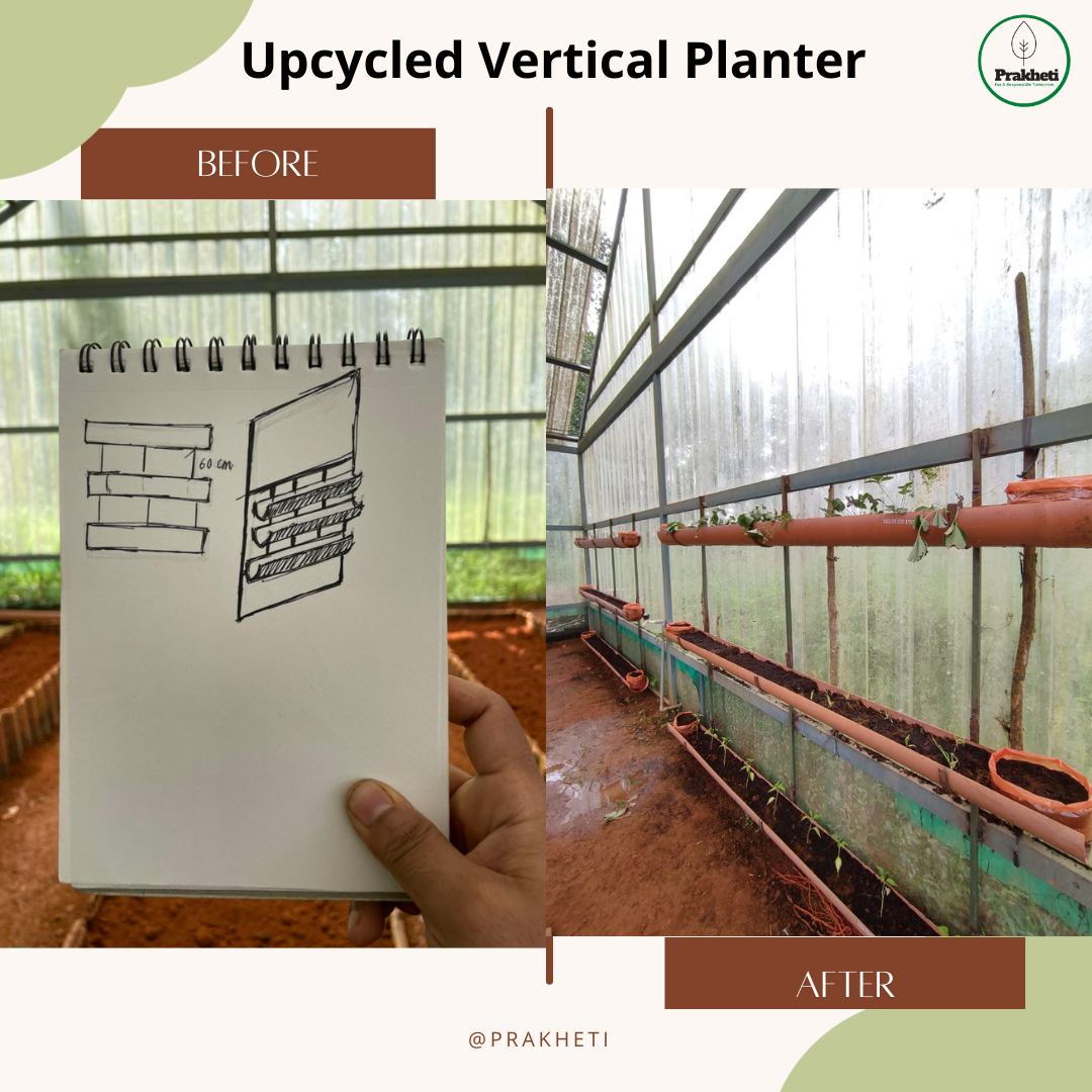 Upcycled vertical planter before and after